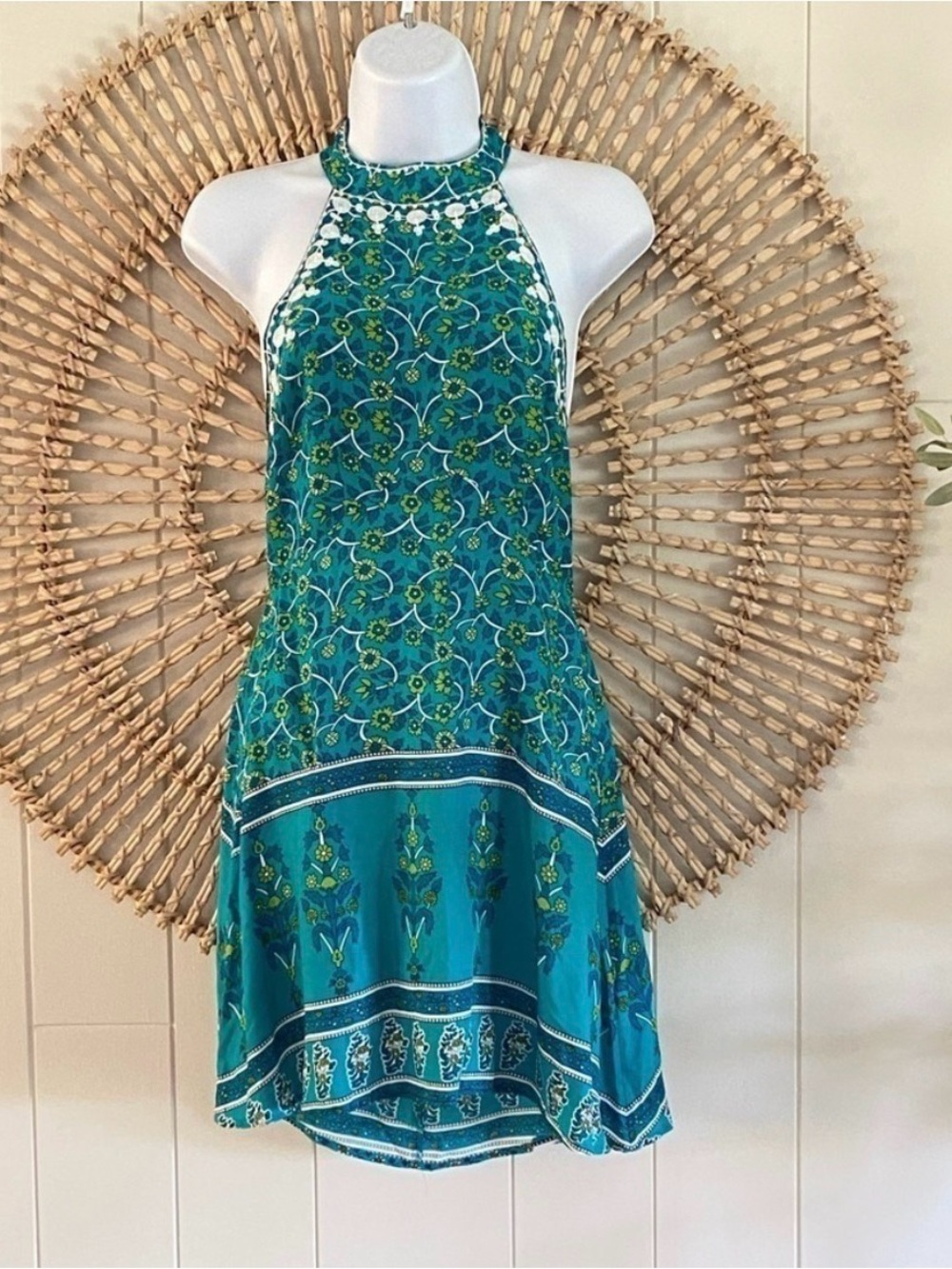 Halter dress Arnhem Halter mini drifter sun dress blue greens New size small